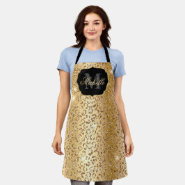 Metaal Goud & Glitter Glam Luipaard Vlekken Print Schort