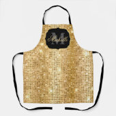 Metaal Goud & Glitter Glam Stippen Monogram Schort (Voorkant)