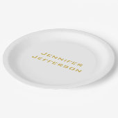 Metaal Goud & Witte Professionele Moderne Elegant Papieren Bordje (Gekanteld)