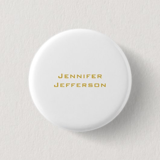 Metaal Goud & Witte Professionele Moderne Elegante Ronde Button 3,2 Cm (Voorkant)