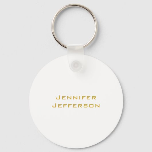 Metaal Goud & Witte Professionele Moderne Elegante Sleutelhanger (Voorkant)