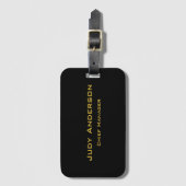 Metaal Goud & Zwart Professioneel Modern Elegaant Bagagelabel (Voorkant (verticaal))
