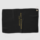 Metaal Goud & Zwart Professioneel Modern Elegaant Golfhanddoek (Horizontaal)