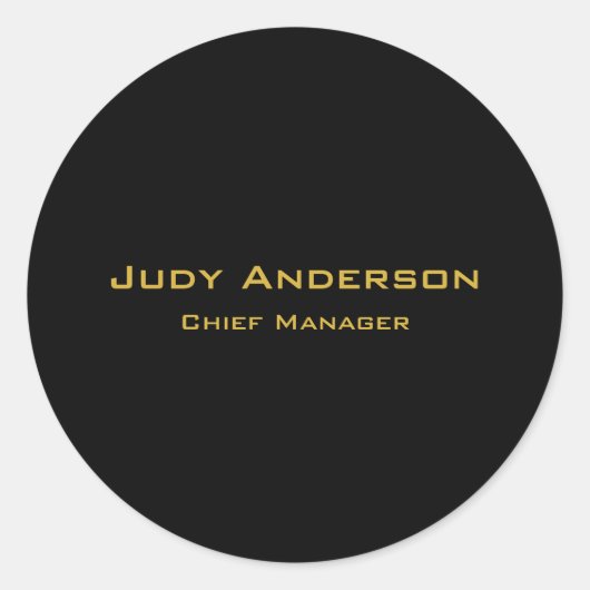 Metaal Goud & Zwart Professioneel Modern Elegaant Ronde Sticker (Voorkant)