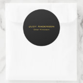 Metaal Goud & Zwart Professioneel Modern Elegaant Ronde Sticker (Tas)