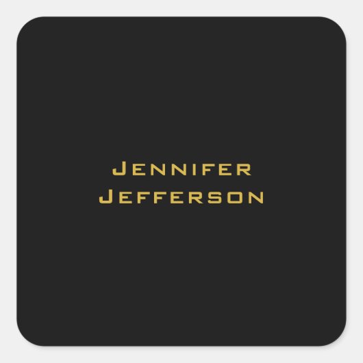 Metaal Goud & Zwart Professioneel Modern Elegaant Vierkante Sticker (Voorkant)