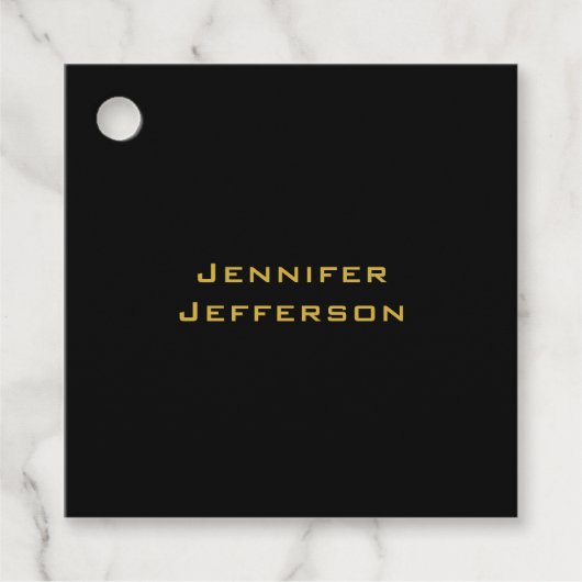 Metaal Goud & Zwart Professioneel Modern Elegant Bedankjes Labels (Voorkant)