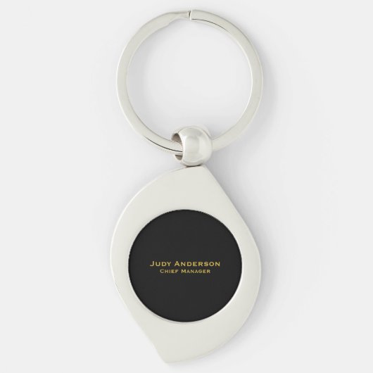 Metaal Goud & Zwart Professioneel Modern Naambord Sleutelhanger (Voorkant)