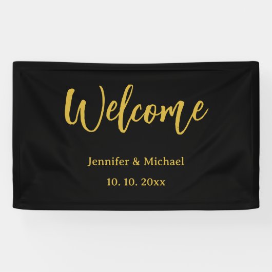 Metaal Goud & Zwart Professionele Moderne Elegant Spandoek (Horizontaal)