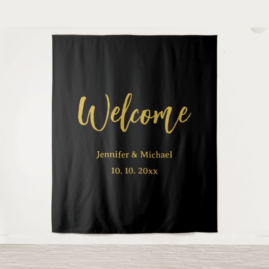 Metaal Goud & Zwart Professionele Moderne Elegant Wandkleed (Voorkant)
