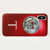 METAAL GRIJDE RODE MONOGRAM Case-Mate iPhone CASE (Achterkant (horizontaal))