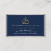 Metaal Handyman Navy Blauwe Gouden QR-code Visitekaartje (Voorkant)