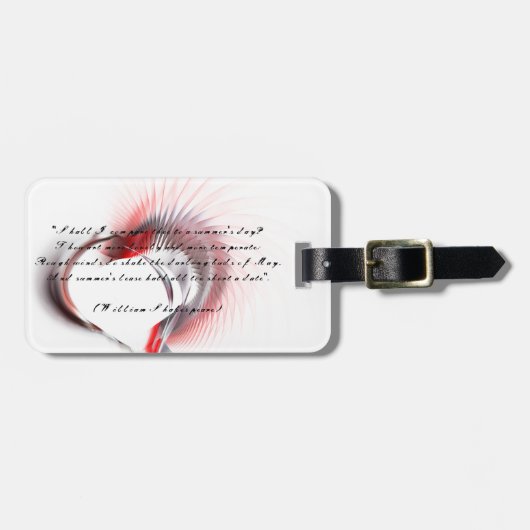 Metaal hart met Shakespeare sonnet 18 Bagagelabel (Voorkant horizontaal)
