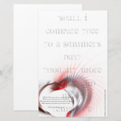 Metaal hart met Shakespeare sonnet 18 Briefpapier (Voorkant / Achterkant)