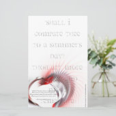 Metaal hart met Shakespeare sonnet 18 Briefpapier (Staand voorkant)