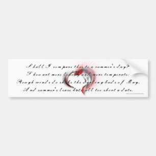 Metaal hart met Shakespeare sonnet 18 Bumpersticker