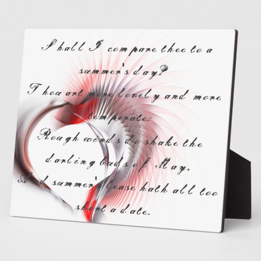Metaal hart met Shakespeare sonnet 18 Fotoplaat (Zijkant)