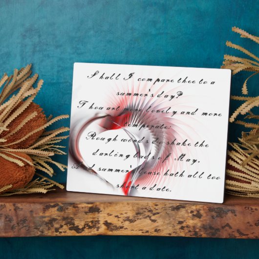 Metaal hart met Shakespeare sonnet 18 Fotoplaat (Zijkant)