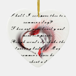 Metaal hart met Shakespeare sonnet 18 Keramisch Ornament