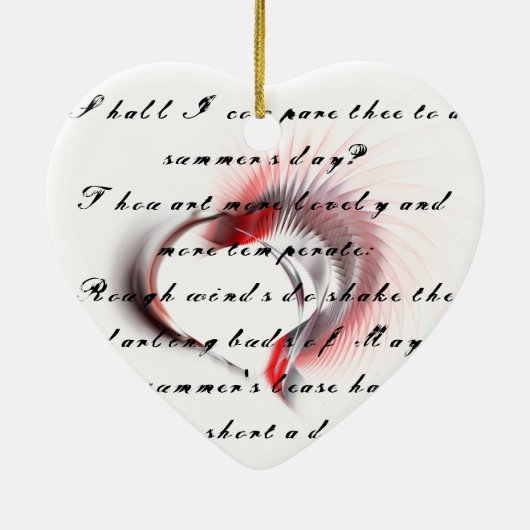 Metaal hart met Shakespeare sonnet 18 Keramisch Ornament (Achterkant)