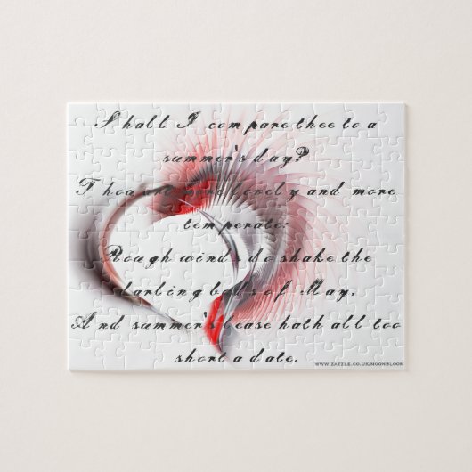 Metaal hart met Shakespeare sonnet 18 Legpuzzel (Horizontaal)