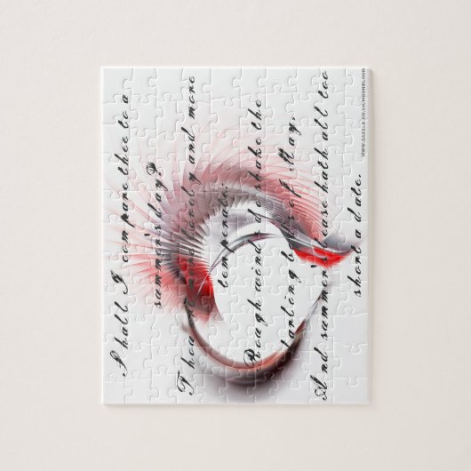 Metaal hart met Shakespeare sonnet 18 Legpuzzel (Verticaal)