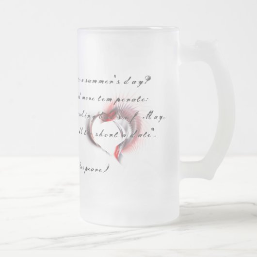 Metaal hart met Shakespeare sonnet 18 Matglas Bierpul (Rechts)