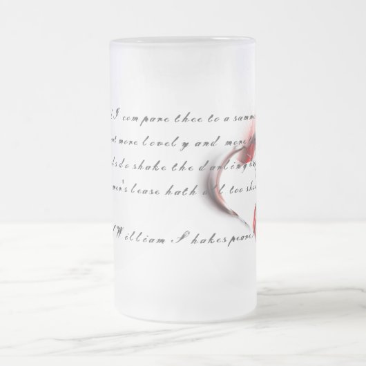 Metaal hart met Shakespeare sonnet 18 Matglas Bierpul (Center)