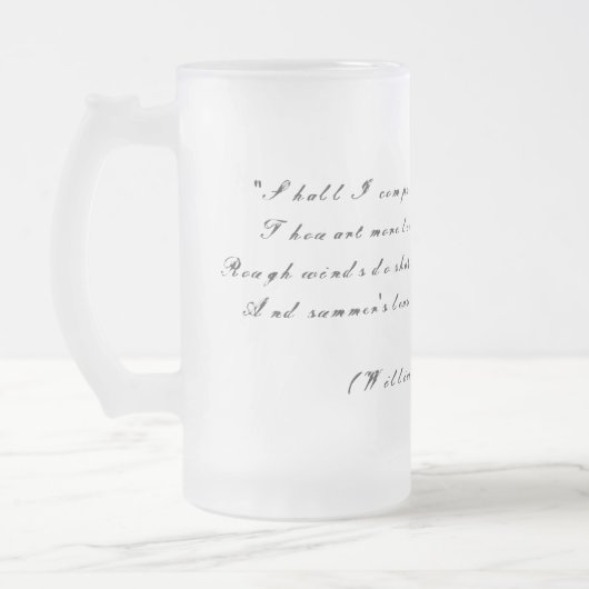 Metaal hart met Shakespeare sonnet 18 Matglas Bierpul (Links)