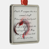 Metaal hart met Shakespeare sonnet 18 Metalen Ornament (Rechts)