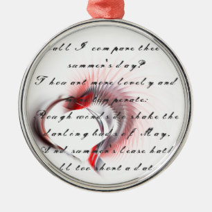 Metaal hart met Shakespeare sonnet 18 Metalen Ornament