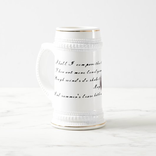 Metaal hart met Shakespeare sonnet 18 Mok (Voorkant links)