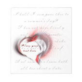 Metaal hart met Shakespeare sonnet 18 Notitieblok (Voorkant)