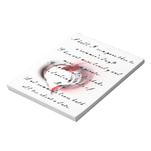 Metaal hart met Shakespeare sonnet 18 Notitieblok (Linkerzijde)