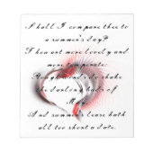 Metaal hart met Shakespeare sonnet 18 Notitieblok (Voorkant)