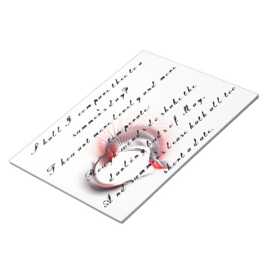 Metaal hart met Shakespeare sonnet 18 Notitieblok (Schuin)