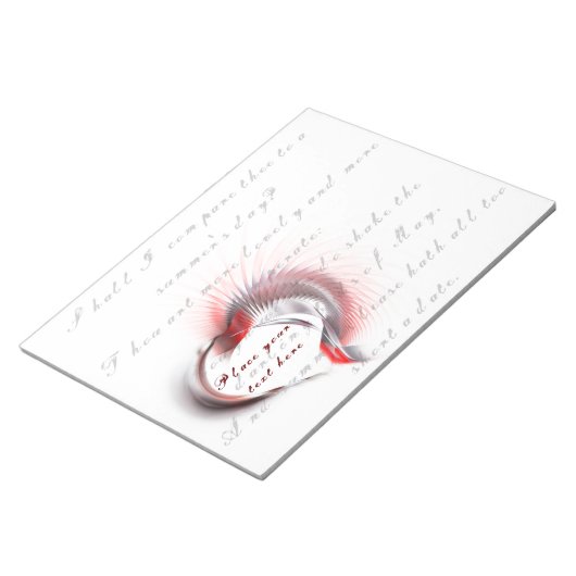 Metaal hart met Shakespeare sonnet 18 Notitieblok (Schuin)