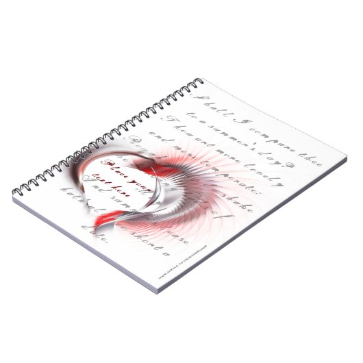 Metaal hart met Shakespeare sonnet 18 Notitieboek (Linkerzijde)