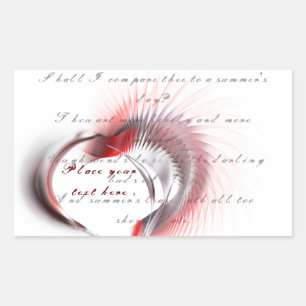 Metaal hart met Shakespeare sonnet 18 Rechthoekige Sticker