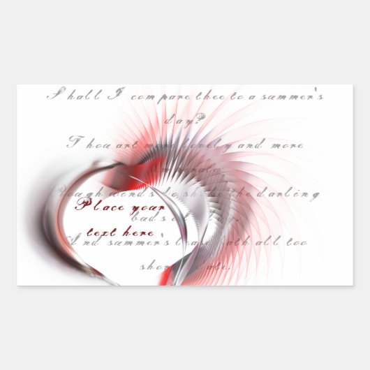 Metaal hart met Shakespeare sonnet 18 Rechthoekige Sticker (Voorkant)