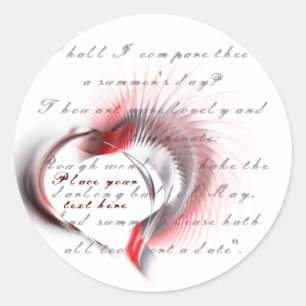 Metaal hart met Shakespeare sonnet 18 Ronde Sticker