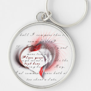 Metaal hart met Shakespeare sonnet 18 Sleutelhanger