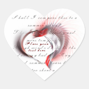 Metaal hart met Shakespeare sonnet 18 Sticker
