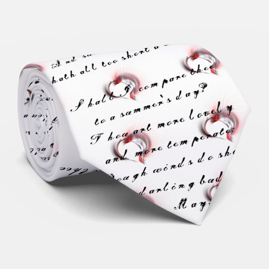 Metaal hart met Shakespeare sonnet 18 Stropdas (Opgerold)