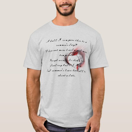 Metaal hart met Shakespeare sonnet 18 T-shirt (Voorkant)