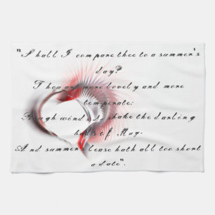 Metaal hart met Shakespeare sonnet 18 Theedoek