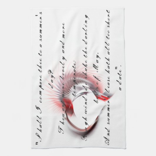 Metaal hart met Shakespeare sonnet 18 Theedoek (Verticaal)