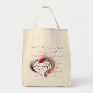 Metaal hart met Shakespeare sonnet 18 Tote Bag