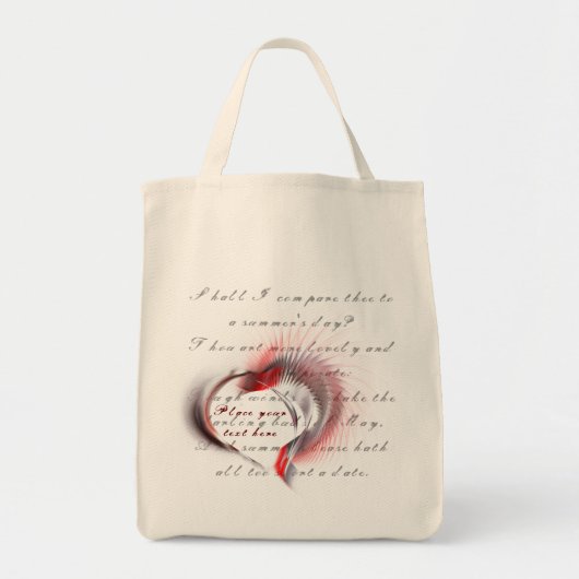 Metaal hart met Shakespeare sonnet 18 Tote Bag (Voorkant)
