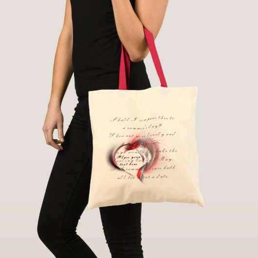 Metaal hart met Shakespeare sonnet 18 Tote Bag (Voorkant (product))